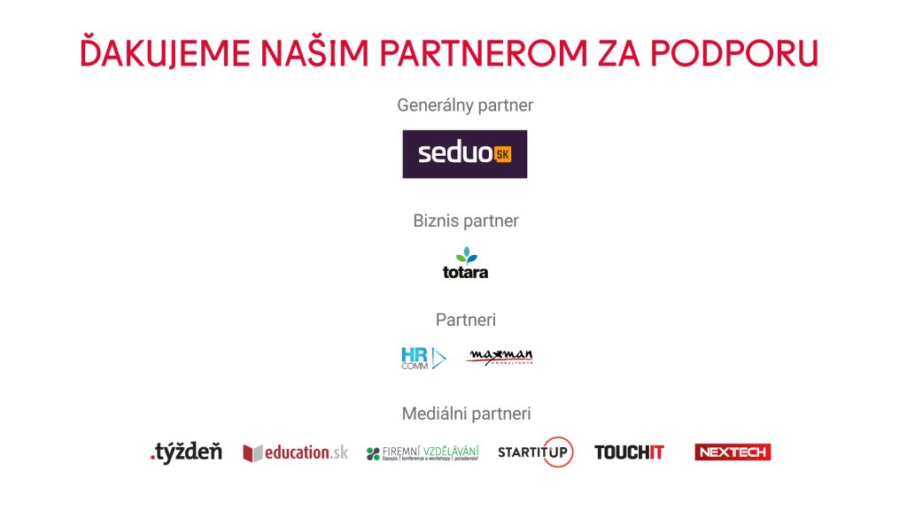 Poďakovanie partnerom konferencie e-learnmedia CAFÉ 2022