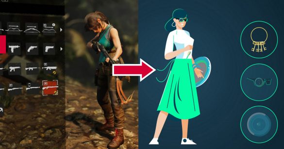 Porovnanie Lary Croft s avatarkou z e-learningu